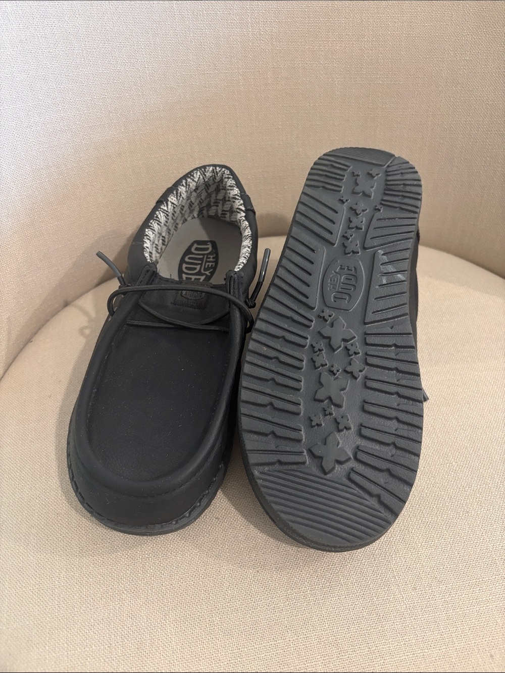 Hey Dude black mono kids Casual Slip-On Loafers